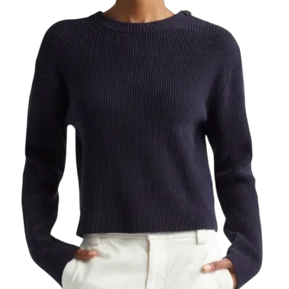 Vince Sweaters - Vince Women’s Button Shoulder Cotton Blend Sweater Costal Blue Size  S